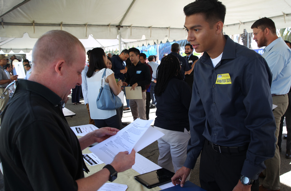 Interns attend a job fair.