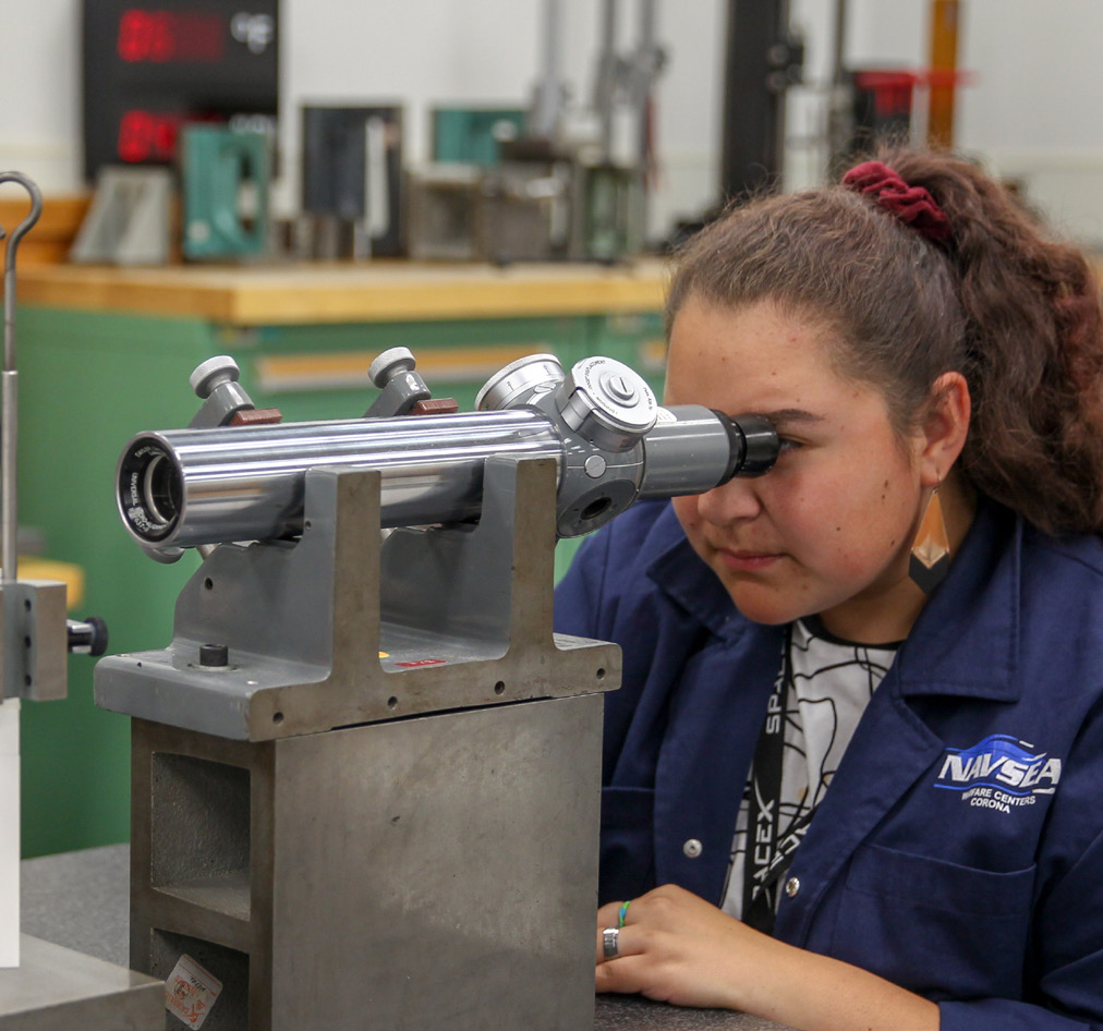 NSWC Corona intern inside the standards lab