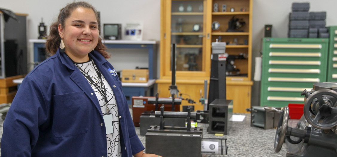NSWC Corona intern inside the standards lab