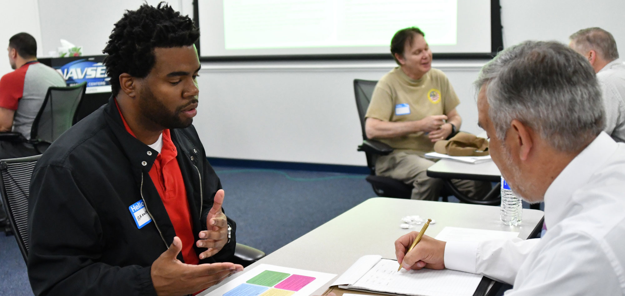 Naval Surface Warfare Center Dahlgren Division’s Veteran Integration Program hosted a veteran speed mentoring event May 15. Eleven mentors and 11 mentees had the opportunity to network and discuss prior service, goals and advice for their careers. Naval Surface Warfare Center Dahlgren Division’s Veteran Integration Program hosted a veteran speed mentoring event May 15. Eleven mentors and 11 mentees had the opportunity to network and discuss prior service, goals and advice for their careers.