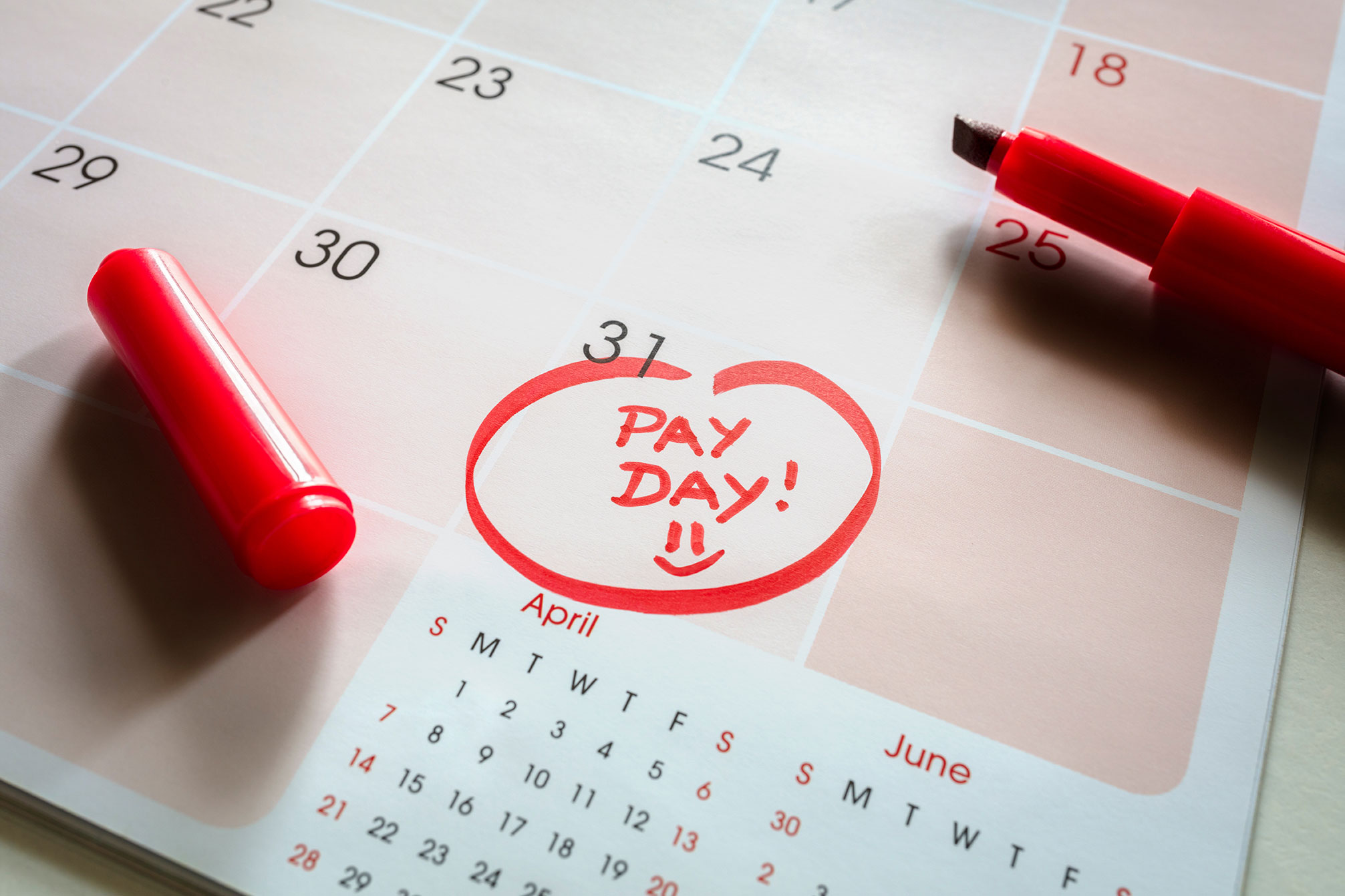 Image showing pay day on a calendar.