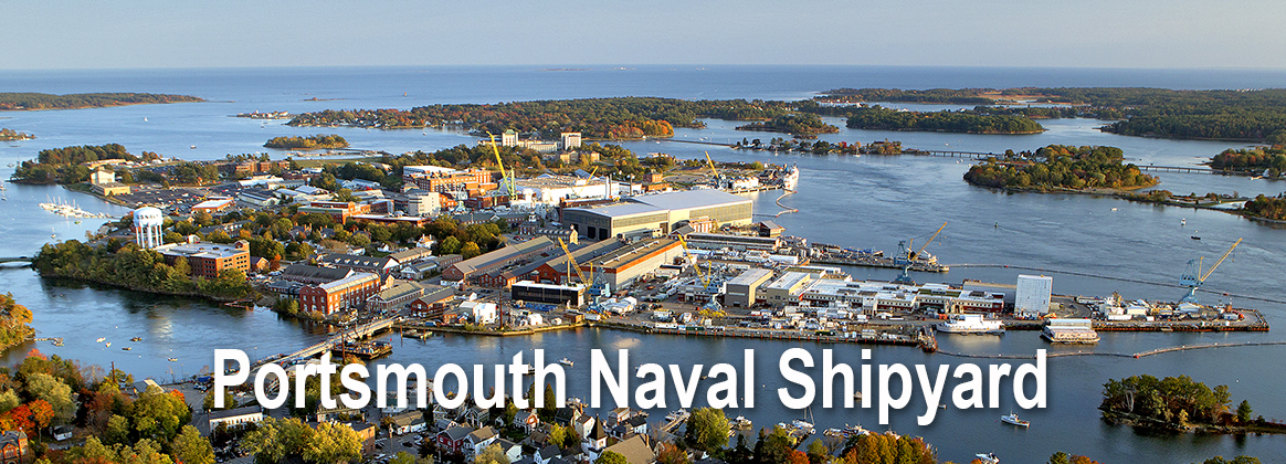 Aerial view of Portsmouth Naval Shipyard