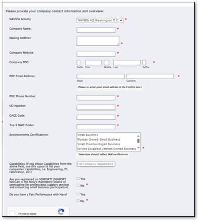 Small Business Vendor Registration Form