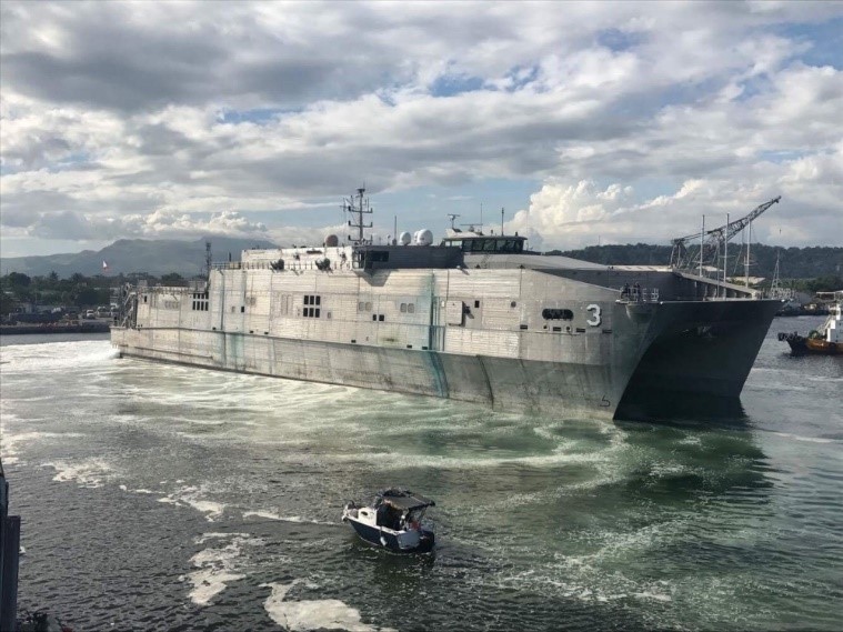 The Joint High-Speed Vessel USNS Millinocket (T-EPF-3) arrives in Subic Bay, Philippines, Nov. 21, 2017.